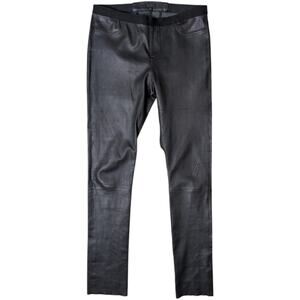Sen Large 100% Sheep Leather Pull On Pants Black Womens Luxe Minimalist Chic